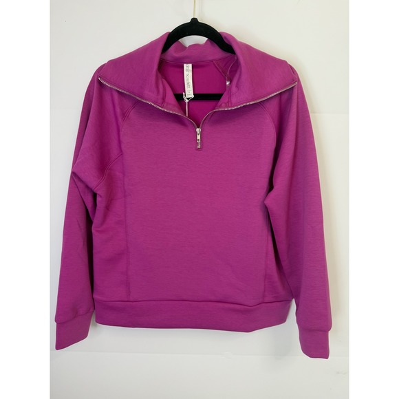Dear Scarlett Tops - Dear Scarlett Womens Magenta Quarter Zip Pullover Sweatshirt‎ TRV-HAMPTONS Small